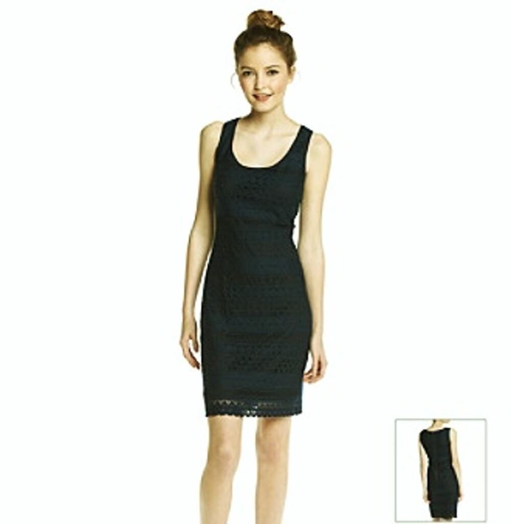 Guess Sleeveless Crochet Lace Sheath Dress Black Lined Kneelength Zipper VTG 8